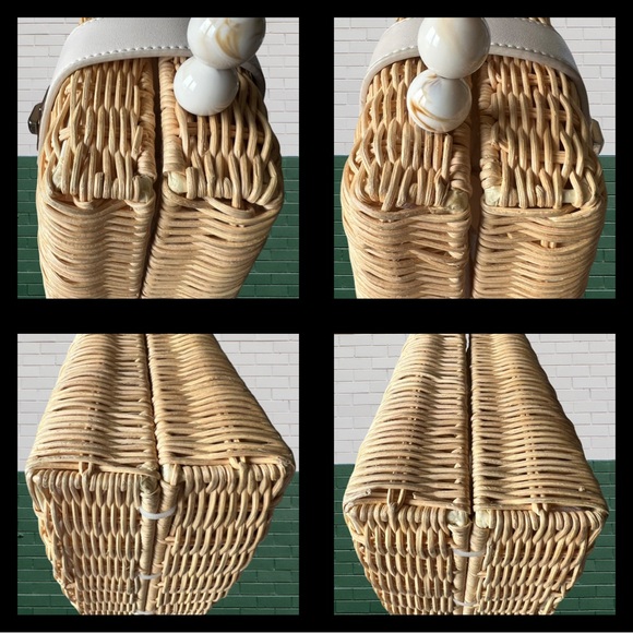 Mini Straw / Rattan Bag with Pearl Handle by Antik Kraft - Picture 6 of 16